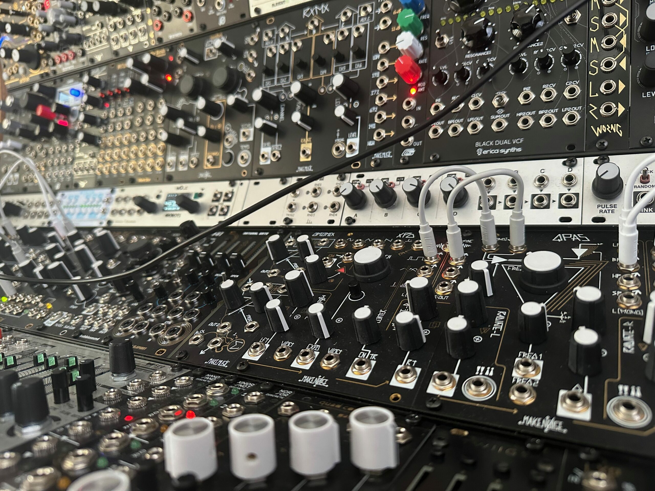 Dramatic close up angled shot Dysonant's studio case